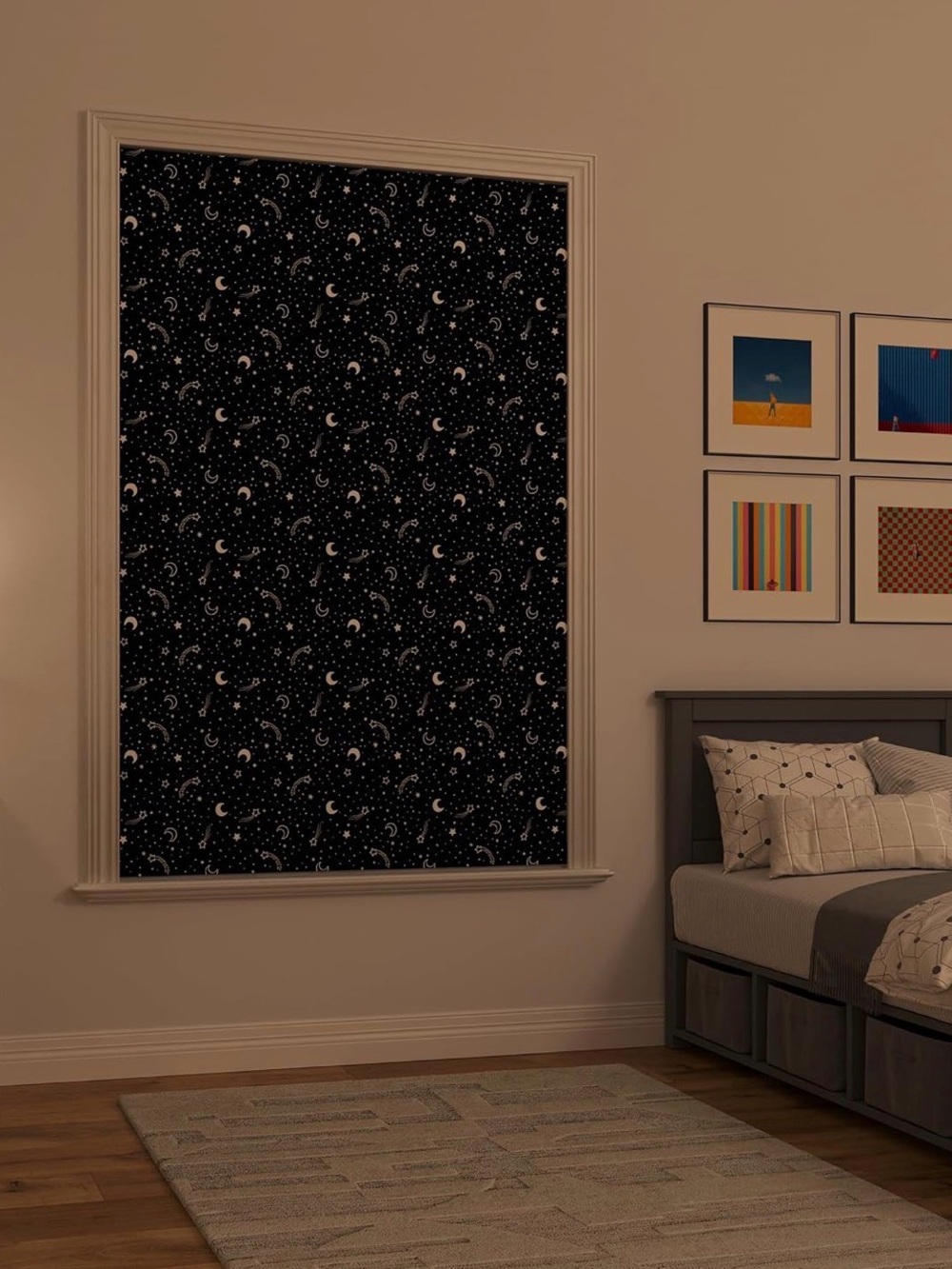 Moon & Stars Black Window Shade - Unbranded